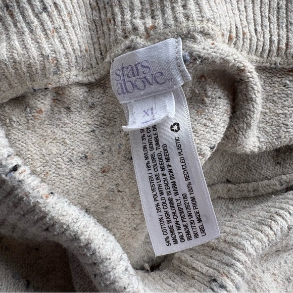 Sweater Set - joggers & v-neck sweater - speckled cream color - cotton blend - Picture 10 of 11